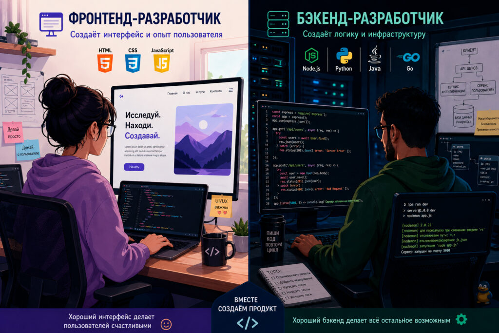 Frontend или Backend — что выбрать разработчику в 2026 году