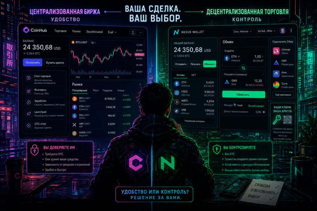 Централизованные vs децентрализованные биржи: что выбрать в 2026 году