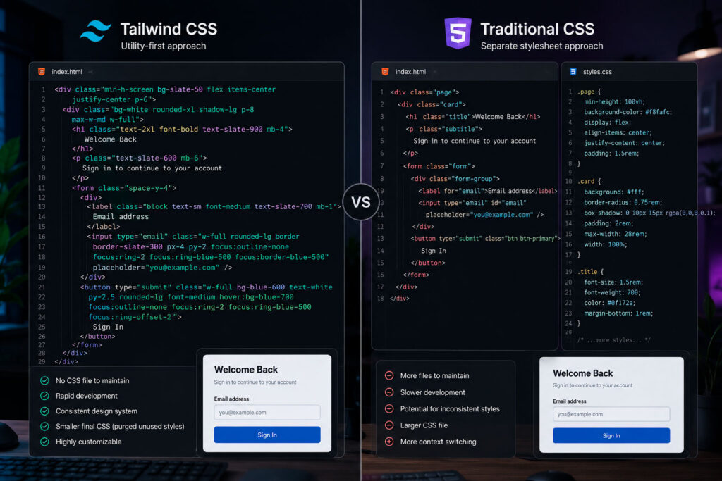 Tailwind или обычный CSS — что лучше для современной веб-разработки